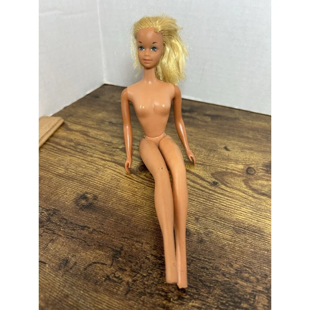 Vintage Barbie Doll Blonde Hair Blue Eyes Mattel Korea Bend Leg Soft Head